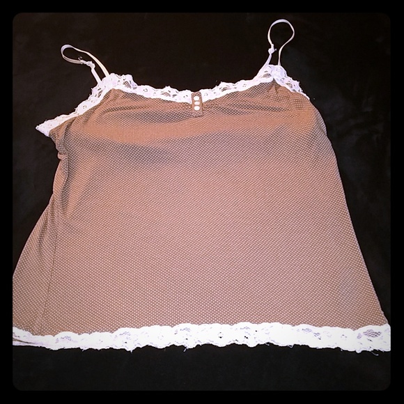 American Eagle Outfitters Tops - American Eagle tan dot Lace trim Cami XXL